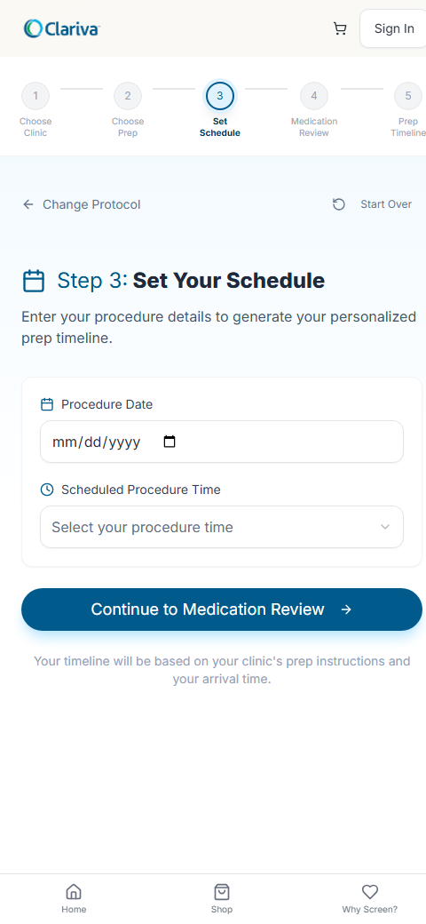 Clariva app &mdash; set your schedule