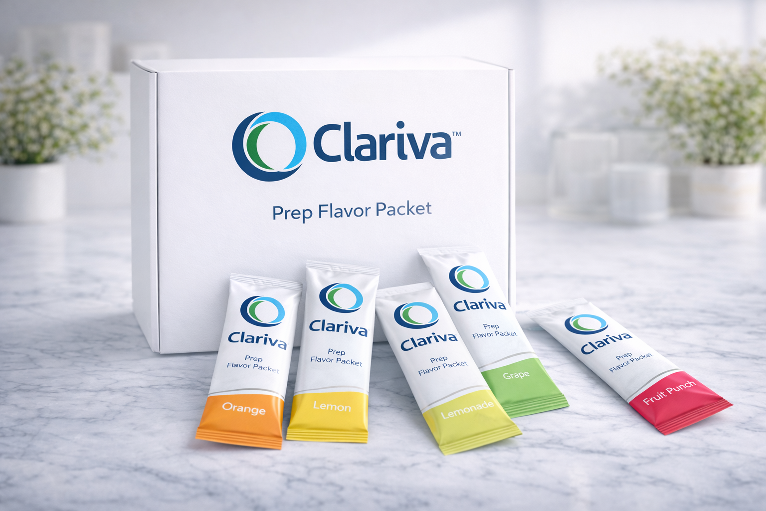 Clariva flavor stick packs for PEG 3350 prep
